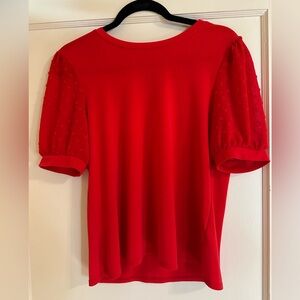 CeCe Vibrant Red Puff Sleeve Blouse